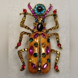 NEW Colorful Jeweled Beetle Brooch / Pin